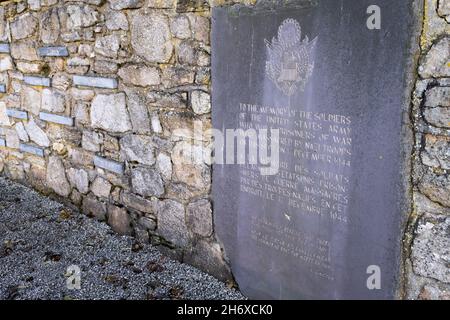 Malmedy, Belgien - 28. Oktober 2021: Memorial Prisoners of war in Baugnez, das dem Massaker von Malmedy gewidmet ist. Lüttich. Selektiver Fokus Stockfoto