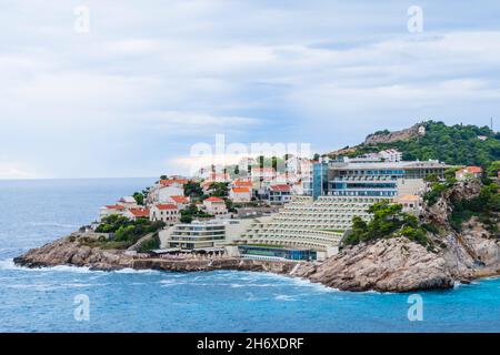 Hotel Rixos Libertas, jugoslawische Architektur, aus dem Jahr 1974, Dubrovnik, Kroatien Stockfoto