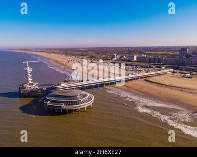 Nordsee, Pier mit Riesenrad Stockfoto