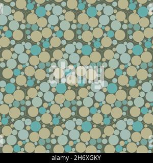 Abstrakt Blase Hexagon Vektor nahtlose Muster Hintergrund. Funky Kulisse mit Wabenartigen Kreisen in Salbeigrün. Geometrische Wiederholung mit Stock Vektor
