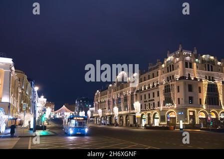 Weihnachten und Neujahrsfestungen in Moskau. Stockfoto