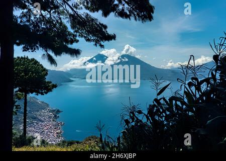 Der Blick vom Mirador Mario Montenegro, Atitlan-See, Guatemala Stockfoto