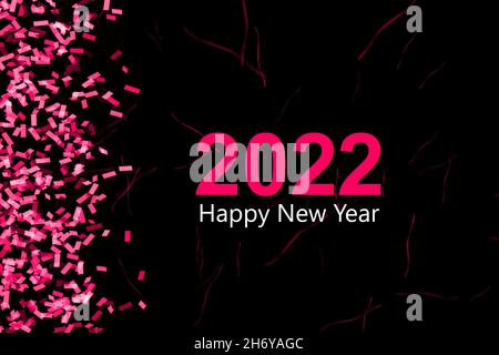 Schwarze und rosa Neujahrs-Grüße für das Jahr 2022 Stockfoto