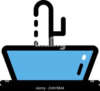 Sink einfaches Farbsymbol isoliert auf weißem Hintergrund. Vector Waschtisch-Element im trendigen Stil. Stock Vektor
