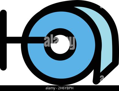 Symbol für die Farbe der Toilettenpapier-Rolle. Einfaches flaches Schild für mobiles Konzept und Webdesign. Vektorsymbol für den Umriss der Toilettenhygiene. Symbol, Logo-Illustration. Stock Vektor