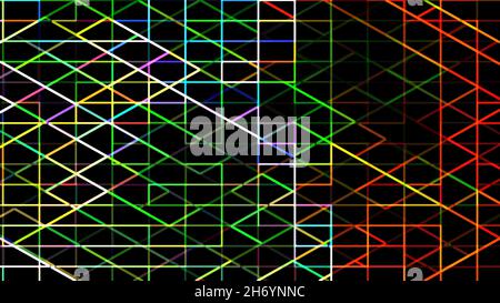 Langzeitbelichtung, mehrfarbig leuchtende geometrische Linien minimalistischer Hintergrund Stockfoto