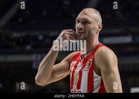 Madrid, Madrid, Spanien. November 2021. Marko Simonovi? Während des Real Madrid Sieges über Crvena Zvezad MTS Belgrade (79 - 67) in der regulären Saison der Turkish Airlines Euroleague (Runde 11), die im Wizink Center in Madrid (Spanien) gefeiert wurde. November 2021. (Bild: © Juan Carlos GarcÃ-A Mate/Pacific Press via ZUMA Press Wire) Stockfoto