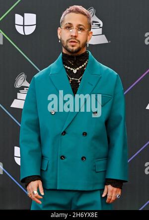 Nevada, Usa. 18th. November 2021. Mora kommt am Donnerstag, den 18. November 2021, zu den Latin Grammy Awards 22nd in der MGM Garden Arena in Las Vegas, Nevada, an. Foto von Jim Ruymen/UPI Credit: UPI/Alamy Live News Stockfoto