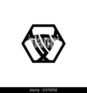 DB Monogram Logo Buchstabe mit Dreieck Schild Form sechseckig abgerundet. Dreieck-Monogramm-Logo, Schild-Monogramm-Logo, Dreieck-Schild-Buchstabe. Stock Vektor