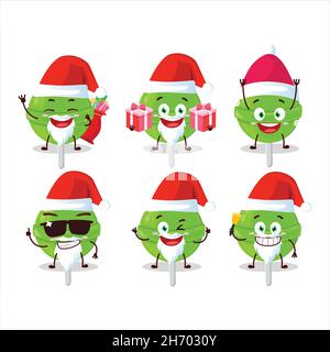 Santa Claus Emoticons mit süßen Melone Lollipop Cartoon-Charakter. Vektorgrafik Stock Vektor