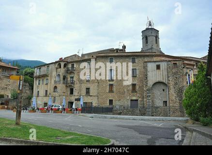 Kirche von Massanet de Cabrenys Gemeinde der katalanischen Region Alto Ampurdán in der Provinz Gerona, Katalonien, Spanien Stockfoto