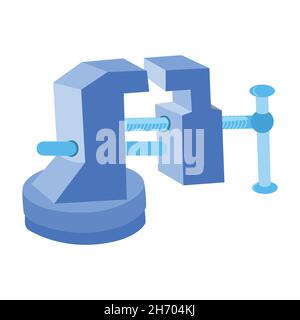 Schraubstock Reparatur Werkzeug Klemme Symbol blaue Farbe Vektor Illustration Stock Vektor