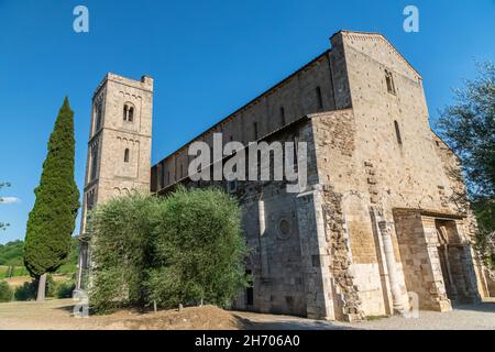 Abtei von Sant'Antimo, Abtei in der Nähe von Castelnuovo dell'Abate, Toskana, italien Stockfoto