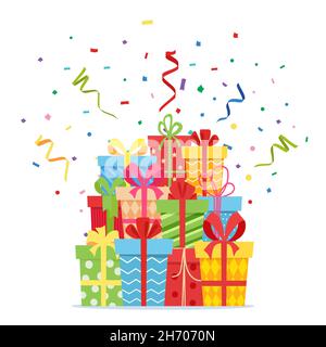 Weihnachtsgeschenk farbige Geschenkschachteln Stock Vektor