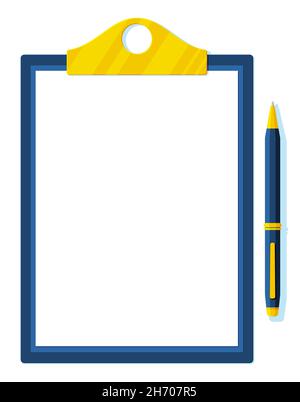 Zwischenablage mit leerem Papierbogen und Stift Stock Vektor