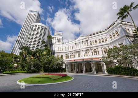 Singapur, 23. Feb 2016: Raffles Hotel ist ein luxuriöses Hotel im Kolonialstil wurde 1887 gegründet. Das Hotel wurde nach dem britischen Staatsmann Sir Thomas Sta genannt Stockfoto