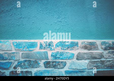 Abstrakt blau Grunge Beton und Backstein Wand Hintergrund Stockfoto