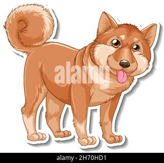 Aufkleber Design mit shiba Inu Hund isoliert Illustration Stock Vektor