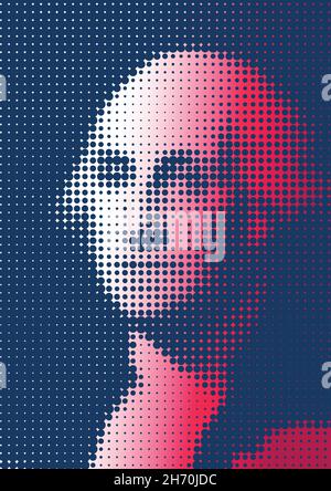 Grafische Ausarbeitung des Porträts von George Washington, dem ersten Präsidenten der Vereinigten Staaten. Stock Vektor