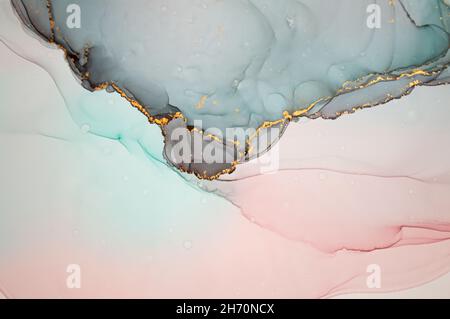 Helle Abstrakte Flüssigkeit. Alkoholhaltige Tinten, Spritzerwasser. Stockfoto