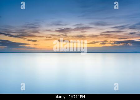 Blick von Arbon über den Bodensee bei Sonnenaufgang, Kanton Thurgau, Schweiz Stockfoto