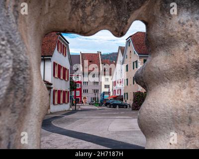 Delemont, Schweiz - 19. Oktober 2021: Delemont ist die Hauptstadt des schweizer Kantons Jura Stockfoto