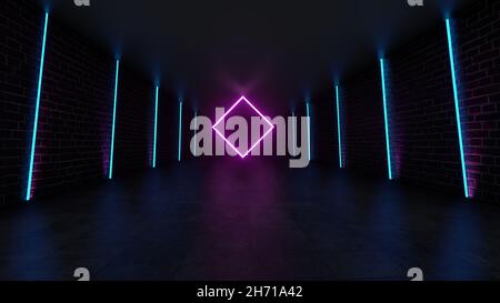 Neonlicht Hintergrund. Abstrakte Illustration. 3D Rendern Stockfoto