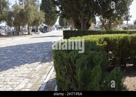 HUELVA, SPANIEN - 17. Oktober 2021: Der Friedhof der Stadt Huelva in Spanien, Allerheiligen, 1st. November. Stockfoto