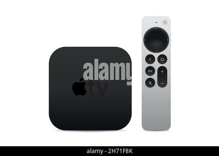 Neues Modell Apple tv, isoliert auf weißem Hintergrund im Vektorformat Stock Vektor
