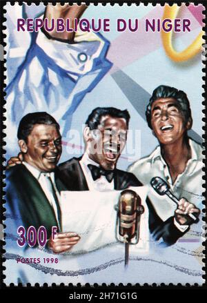 Frank Sinatra, Sammy Davis und Dean Martin auf Briefmarke Stockfoto