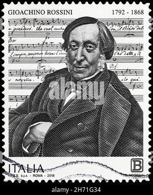 Gioacchino Rossini auf italienischer Briefmarke Stockfoto