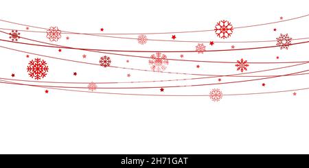 EPS 10 Vektordatei zeigt Schneeflocken auf Saiten Hintergrund für weihnachten rot für Weihnachten und Neujahr Konzepte gefärbt Stock Vektor