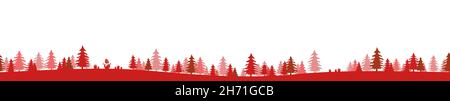 EPS 10 Vektordatei zeigt weihnachten Natur Landschaft Panorama Hintergrund mit farbigen Tannen Wald, Geschenke, Schneemann und weißen Hintergrund Stock Vektor
