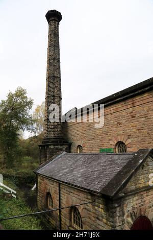 Leawood Pump House erbaut im Jahr 1849, um Wasser aus dem Fluss Derwent in den Cromford Canal, Cromford, Derbyshire, England zu Pumpen - Ein geplantes Denkmal Stockfoto