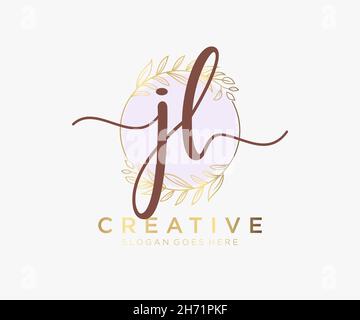 JL feminines Logo. Verwendbar für Natur, Salon, Spa, Kosmetik und Beauty Logos. Flaches Vektor-Logo-Design-Template-Element. Stock Vektor