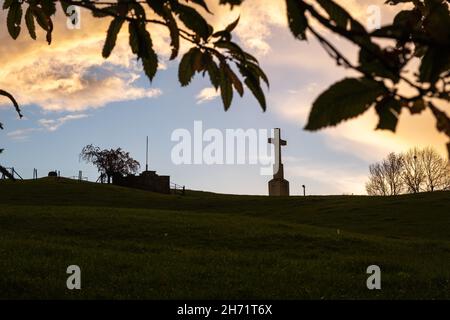 Herve, Belgien - 2. November 2021: Beobachtungsposten MN29 war Teil der Festung von Battice. Lüttich. Herbstregentag. Selektiver Fokus Stockfoto