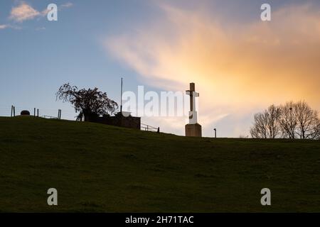 Herve, Belgien - 2. November 2021: Beobachtungsposten MN29 war Teil der Festung von Battice. Lüttich. Herbstregentag. Selektiver Fokus Stockfoto