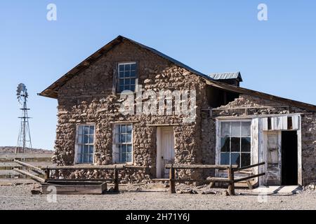 Das alte Stratford Hotel in der Avon Street in der Geisterstadt Shakespeare, New Mexico. Stockfoto