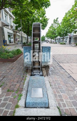 Balingen, Baden-Württemberg, Deutschland, 20. Juni 2021, Wasserkunst Art Aqua in der Stadt Balingen in Deutschland Stockfoto