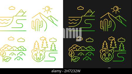 Natürliche Landformen-Verlaufssymbole für den Dunkel- und Lichtmodus eingestellt Stock Vektor