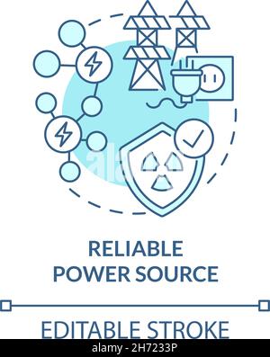 Blaues Symbol für zuverlässige Stromquelle Stock Vektor