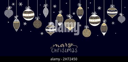 Elegante Weihnachtskugeln nahtlose Muster, hand gezogenen Kugeln - toll für Textilien, Tapeten, Einladungen, Banner - Vektor Oberflächengestaltung Stock Vektor