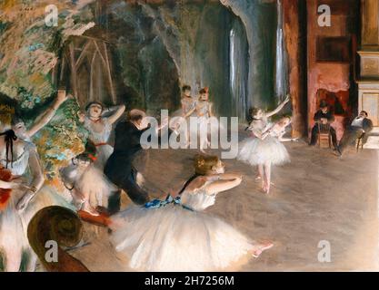 Degas. Gemälde mit dem Titel 'die Probe auf der Bühne' von Edgar Degas (1834-1917), Pastell über Pinsel-und-Tusche-Zeichnung auf dünnem cremefarbenen Wove-Papier, c. 1874 Stockfoto