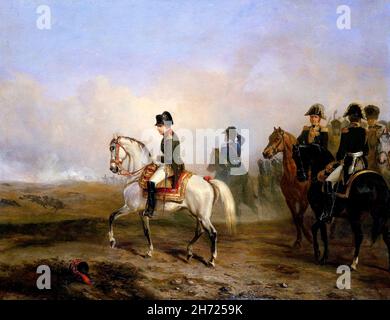 Kaiser Napoleon und sein Stab auf dem Pferderace von Horace Vernet (1789-1863), Öl auf Tafel, c. 1810-50 Stockfoto