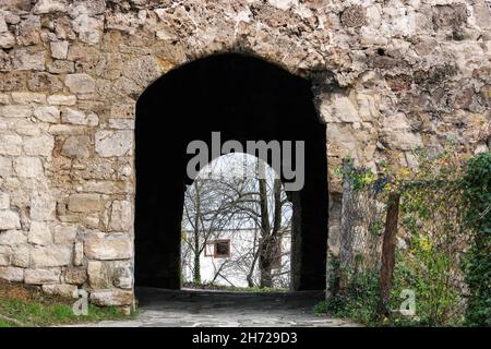 Uhrturm (Sahat Kula) in Jajce (Bosnien und Herzegowina) Stockfoto