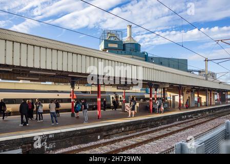 Der Bahnhof Warrington Bank Quay, der als Teil einer neuen Strecke nach Marsden und Leeds durch Manchester neu entwickelt werden soll. Stockfoto