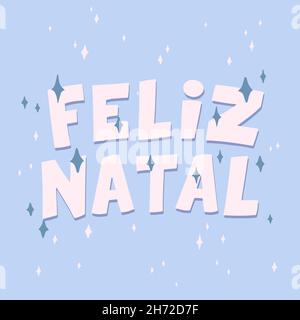 Helle Kälte Frohe Weihnachten auf Portugiesisch Stock Vektor