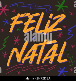 Pop Rock Frohe Weihnachten auf brasilianischem Portugiesisch. Stock Vektor