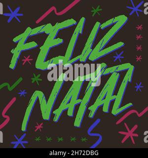 Grunge Weihnachten in brasilianisch Portugiesisch. Stock Vektor