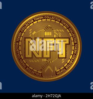 NFT. Nicht-fungible Token Kryptowährung Blockchain Concept Coin Stock Vektor